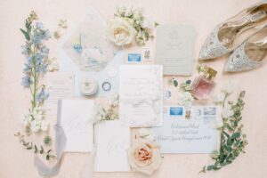 Beautiful Springtime Wedding Invitations Layout Spread.